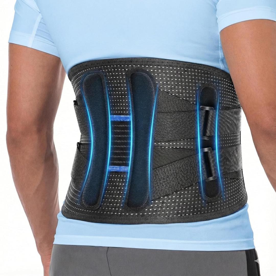 Fit Geno Back Brace for Lower Back Pain Men & Women: Adjustable Lumbar Support Brace for Pain Relief - Breathable Waist Belt for Comfort - L/XL
