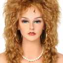80s Rock Diva Wig Dirty Gold Fluffy Big Roll Mullet Wigs for Man or Woman Halloween Party Costume Cosplay Wig