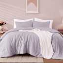 WRENSONGE Queen Comforter Set - 3 Pieces Prewashed Lilac Comforter Soft Lightweight for All Seasons,Down Alternative Comforters Queen Size with 2 Pillow Shams