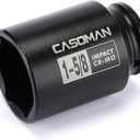 CASOMAN 6-Point 1/2-Inch Drive Deep Impact Socket- 1-5/8" (SAE), CR-MO, 1/2-inch Drive 6 Point Axle Nut Socket for Easy Removal of Axle Shaft Nuts (1-5/8")