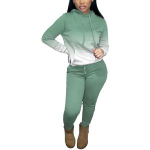 Nimsruc Two Piece Outfits for Women Casual Sweatsuits Set Long Sleeve Hoodie Tracksuit (X-Large, 9014 Light Green Gradient)