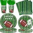 Football Birthday Party Plates and Napkins, Party Supplies kit Serve 24, Tableware Includes Plates, Napkins, Cups, Knife and Forks, Football Party Plates for Game Day