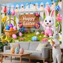 Nuxovilar Easter Bunny Banner Polyester Egg Backdrop Party Decor 43x70