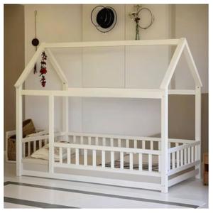 Twin Size Montessori Floor Bed for Kids Girls Boys,Twin Size Floor Bedframe with Guardrails for Rooms of Various Styles,Easy Assembly & No Box Spring Needed, White