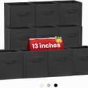 Large Storage Cubes- 13 Inch Cube Storage Bins for Organizing Shelves Kallax - Nursery Closet Organization Bins for Clothes Blanket - 10 Pack Collapsible Decorative Storage Box for Living Room (Black)