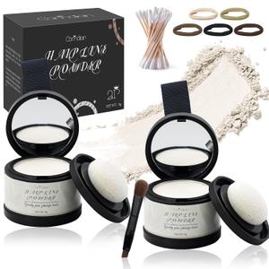 2 Pack Hairline Powder for Women and Men, Used to Root Touch Up Hair Color, Thinning and Gray Hair Coverage and Bald Spots Coverage, White