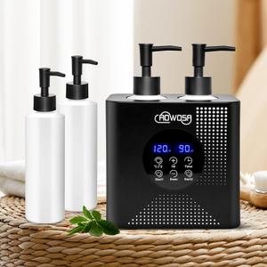 Massage Oil Warmer Double Bottle Professional Electric Lotion Digital Heater for SPA, Portable Oil Warmer Heated Cream for Beauty Salon Home, with / Switchable Display, Four Dispenser Bottle