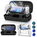 Auarte 12 in 1 Accessories Set for Playstation Portal Remote Player, Hard Carrying Case for PS Portal with Clear Skin Case for PS5 Portal, 2 Screen Protector with 4 Thumb Grip, Carbon Black