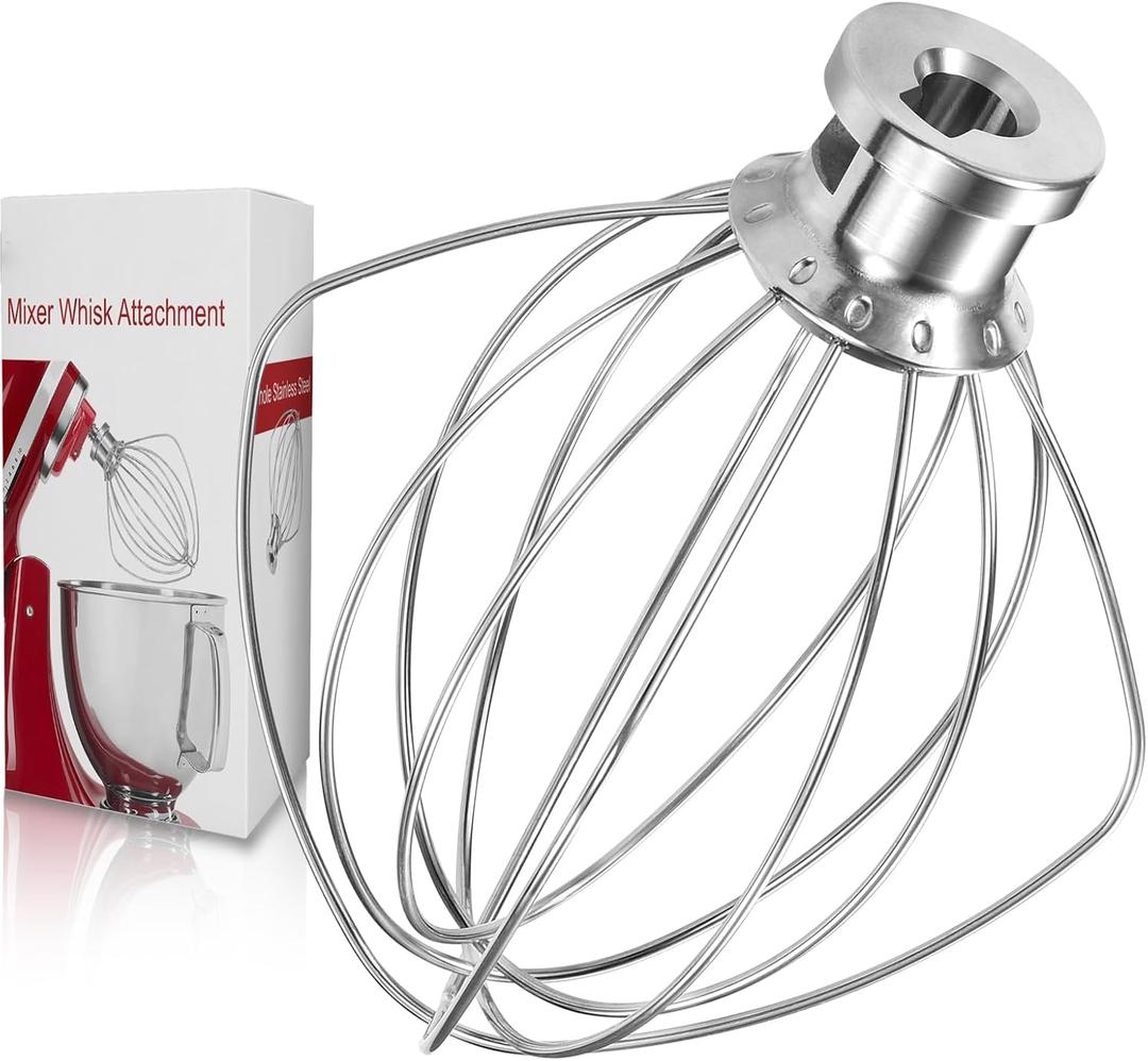 K45WW 6 Wire Whip Attachment for KitchenAid 4.5 5 Quart Tilt-Head Stand Mixer, Dishwasher Safe, Stainless Steel Whisk for Kitchen Aid Mixer Accessory Replacement Parts