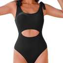AI'MAGE One Piece Swimsuit Women 2025 Tummy Control Bathing Suits Cutout Scoop Neck Swimwear Push Up Swim Suit, S