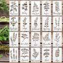 Jecery 20 Pcs Herb Stencils for Craft Painting on Wood Reusable DIY Craft Paint Template Herb Botanical Leaf Garden Kitchen Plant Stencils for Art Scrapbook Wall(7.87 x 4.72 Inches)