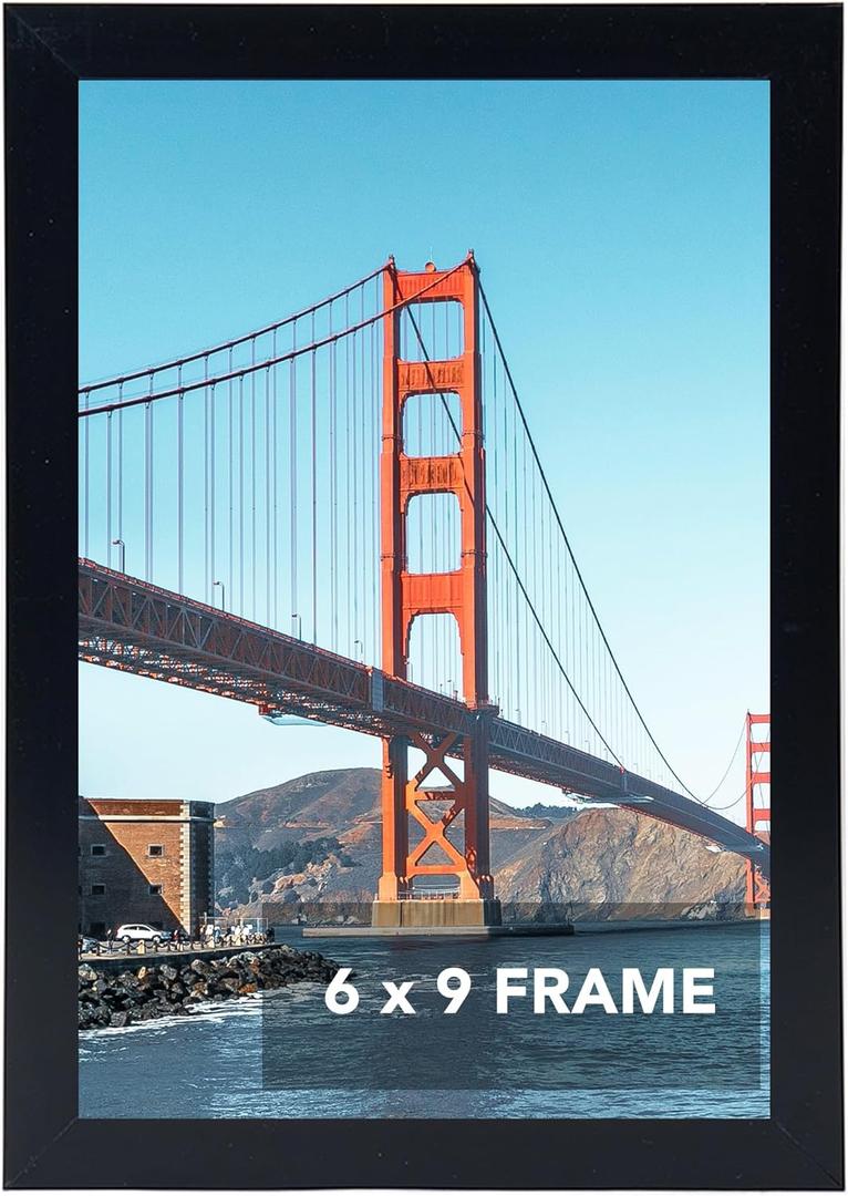 OMISHE 6x9 Picture Frame Black for Wall Hanging or Tabletop, 6 x 9 Frame Wall Mounting Horizontally or Vertically, 6 by 9 Wall Gallery Photo Frames, Black