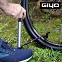 GIYO Mini Bike Floor Pump with Gauge Portable & Lightweight Bike Tire Pump, Aluminum High Pumping Volume Presta/Schrader Frame Mounting Taiwan Made (GM-641)