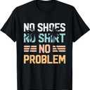 No Shoes Shirt No Problem Tshirt Coconut Tree Country Music T-Shirt (Small, Black)