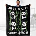 Panda Blanket Gifts for Girl Woman - Just A Girl Who Loves Pandas Cute Animal Lovers Throw for Teen Kids Adults Soft Fleece Cozy Bed Couch Decor Birthday Christmas Lightweight Blanket 50"x60"