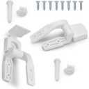 White Plastic Toilet Seat Hinge Replacement with Bolts, Screws, and Nuts, Universal Toilet Seat Bracket Hardware for Replacement and Repair.