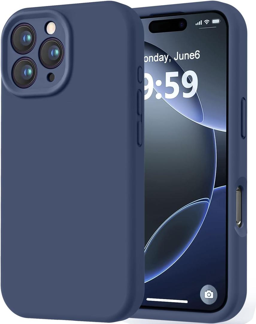 LOVE 3000 Designed for iPhone 16 Pro Case, Premium Silicone with [Soft Anti-Scratch Microfiber Lining] Shockproof Protective Phone Case for Men Women Girls 6.3", Navy Blue