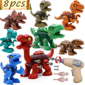 Yerloa 8pcs Dinosaur Toys for Kids 3-5 5-7, STEM Take Apart Dinosaur Toys for Boys 3 4 5 6 7 8 Year Old Toddler Party Birthday Gifts Dino Toys Construction Building Toy Kids Toy with Electric Drill