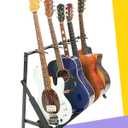 Stage Rocker Multi Guitar Stand, Foldable 5 Holder Rack with Adjustable Height & Width, Easy Assembly & Storage, Reliable Soft Foam Padding to Protect Acoustic or Electric Guitars & Basses, Black.