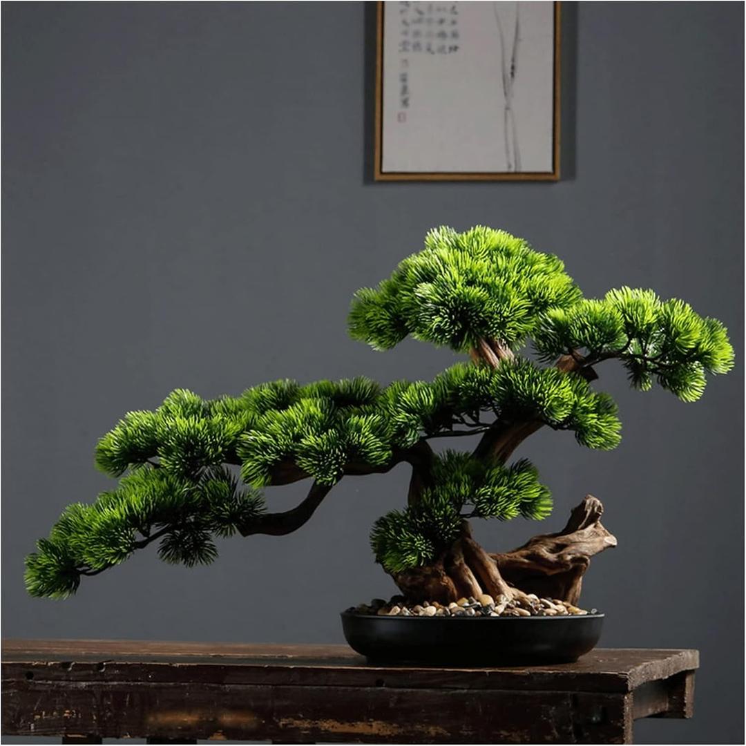 Artificial Bonsai Tree 17 Inches Artificial Bonsai Pine TreeRealistic Fake Plant Decoration, Potted Artificial House Plants, for Desktop DisplayZen Garden Dcor