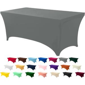 Utopia Kitchen 6FT Spandex Tablecloth [1 Pack, Grey] 200 GSM Stretch, Fitted, Washable and Wrinkle Resistant Table Cloth Rectangle Cover for Trade Shows, Wedding, Parties [72Lx30Wx30H Inch]