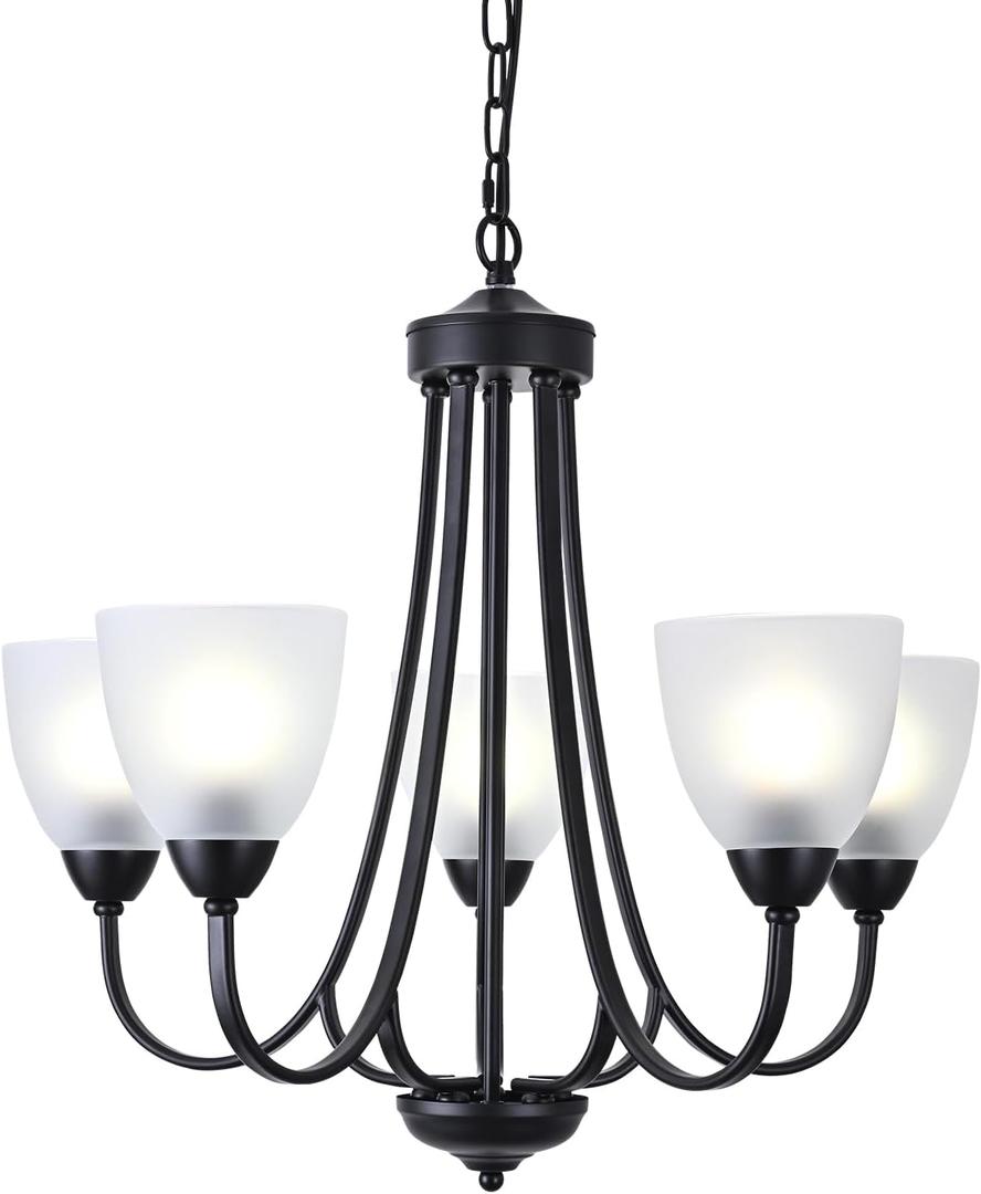 5 Light Contemporary Chandeliers Black Rustic Light Fixtures Ceiling Hanging Mid Century Modern Pendant Lighting for Dining Room Foyer Bedroom Living Room
