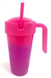 Mainstays 24 oz Plastic Snack Tumbler with Straw, Green, Color Changing, Includes Snack Compartment with Lid