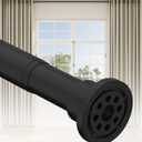 Tension Curtain Rod by EZFurni, 42 to 123 Inch, Heavy Duty Tension Rod for Windows, Anti-Slip Black Shower Curtain Rod Spring Tension, Adjustable Spring Loaded Curtain Rods No Drilling, Easy Install
