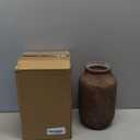 Terracotta Vase, Large Rustic Ceramic Vase, Farmhouse Decor for Living Room, Shelf, Mantle, Entryway, Room Decor, 9 Inch, Brown