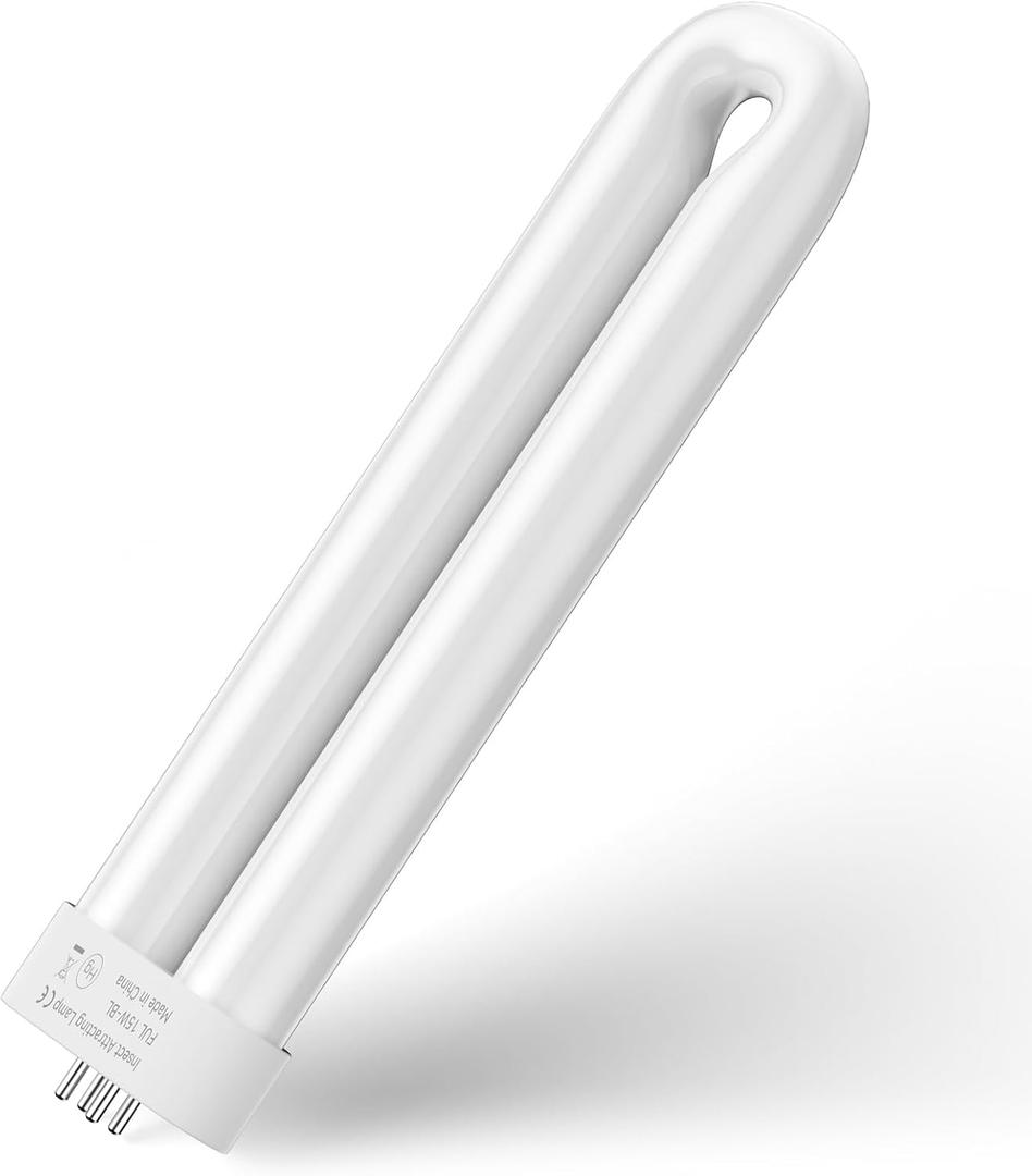 YISSVIC Replacement Bulb for Bug Zapper Outdoor Indoor Compatible for Zap T6 Pro, K15, T9,X3,JY-02 Bug Zapper, 15W, 4-Pin Base, U-Tube Bulb Twin Tube Bulb (Replacement Bulb T6)