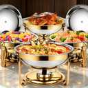 Gold Chafing Dishes for Buffet, 4 Pack 5QT Food Warmer Set for Home Parties