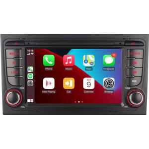 Car Stereo Compatible with Wireless Carplay/Android Auto for Audi A4 S4 RS4 2002-2008 with IPS Touch Screen/Bluetooth/Mirror Link/FM/AM/USB