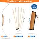 Youth Archery Bow and Arrow Set for Kids, 40" Handmade Wooden Bow and Arrow Prop Costume Cosplay Games Toys, Archery Set with 1 Bows 1 Quivers 5 Feather Arrows, Gifts for Kids Youth Adult Boys Girls, Medium