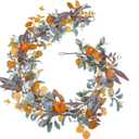 Fall Garland with Lights, 6FT Fall Leaves Garlands, Artificial Eucalyptus Garland with Pumpkins Berries for Home Mantle Fireplace Decor Thanksgiving Christmas Party Autumn Decoration (6FT)