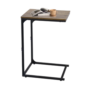 LOFTEY C Shaped End Table, Couch Side Tables That Slide Under, C Side Table for Couch & Sofa, Perfect for Small Space, Rustic Brown