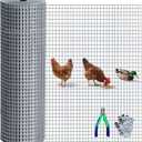 Chicken Wire Fencing Hardware Cloth 1/2 inch 19 Gauge Rust-Resistant Mesh Roll with Snips/Gloves for Chicken Coop/Vegetable/Garden/Plants/Poultry Enclosures/Tree/Gutter Guards 16 inch x 50 ft