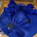 dressfan Wide Brim Fascinator Derby Hats for Women,20s Detachable Flower Hat with Headband for Derby Church Wedding Tea Party (Blue)