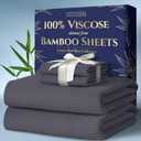 DECOLURE 100% Viscose Derived from Bamboo Sheets Queen Size 4pcs - Ultra Soft & Luxuriously Cooling, 17" Deep Pocket, Double Stitching, Perfect for Hot Sleepers - Queen Bed Sheets (Grey)