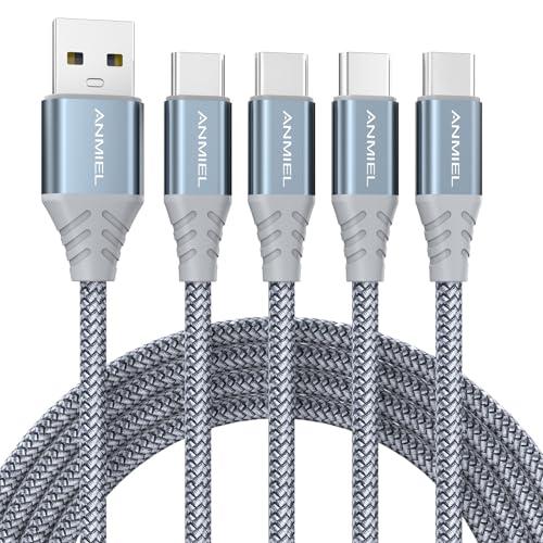 ANMIEL USB C Cable 4pack 10ft 3.1A Fast Charging Cable USB Type C Charger Cord Nylon Braided Compatible with Samsung Galaxy A10e A20 A50 A51 A71, S10 S9 S8 Plus S10E, Note 20 10 9 8, Moto G7 G8