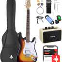 Donner DST-100S 39 Inch Full Size Electric Guitar Kit Solid Body Sunburst, Beginner Starter, with Amplifier, Bag, Capo, Strap, String, Tuner, Cable, Picks