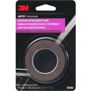 3M Auto Exterior Attachment Tape, 1/4 in x 5 ft, Heavy Duty Double-Sided Automotive Tape for Car Trim, Moldings, Emblems, and Badges (38582) 3M Auto Exterior Attachment Tape, 1/4 in x 5 ft, Heavy Duty Double-Sided Automotive Tape for Car Trim, Moldings, Emblems, and Badges (38582)