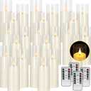 24-Pack Acrylic LED Flameless Pillar Candles with Remote & Timer, Battery Powered - Perfect for Indoor/Outdoor Decor,Wedding,BBQ and Gift - Easily Create a Magical Atmosphere.(Ivory)