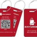 Smart Luggage Tags for Suitcases, 2 Pack QR Code Security Information Luggage Tag, Steel Ring, Waterproof Privacy Protection Luggage Tag, No App No Subscription Needed (Red)