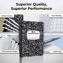 Rosmonde Graph Paper Composition Notebook, 5 Pack, 200 Pages (100 Sheets), Quad Ruled Composition Notebook, Graph Notebooks, 4x4 Grid Composition Notebook, Black Marble, Sewn Hard Cover, 9-3/4 x 7-1/2