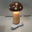 LONRISWAY 2 Pack LED Wood Mushroom Table Lamp, Rechargeable Cordless Touch Bedside Small Lamps, Wireless Stepless Dimming Night Light, Portable Battery Lamp for Bedroom Nightstand for Birthday Gifts