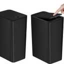 TIPGO Bathroom Trash Can with Lid, 10 Liter/ 2.6 Gallon Slim Garbage Can, Small Trash Bin Waste Basket with Pop-Up Lid for Kitchen, Bedroom, Living Room, Office (2 Pack, Black)