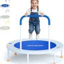36-Inch Toddler Trampoline with Foam Handle, 3FT Foldable Mini Rebounder | Indoor Outdoor for Kids Ages 3-6, Safe Elastic Band Design, Non-Slip Oxford Mat, Easy Assembly & Max Load 100 lbs
