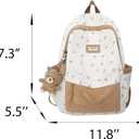 2026 Cute Preppy Bag Floral Printed Kawaii Backpack Cottagecore Aesthetic Backpack Laptop Daypack (Brown)