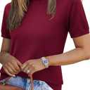 Zeagoo Womens Summer Short Sleeve Tops Crew Neck Lightweight Pullover Sweaters Loose Dressy Casual Blouse Basic Clothes Small