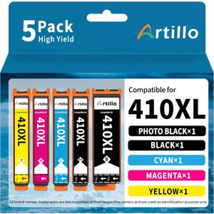 Remanufactured Ink Cartridges Replacement for Epson 410 XL 410XL T410XL Ink Cartridges to use for Expression XP-830 XP-630 XP-530 XP-635 Printer (PB/BK/C/M/Y, 5 Pack)